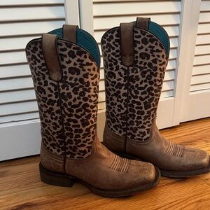 Leopard Ariat Square Toe Cowboy Boots